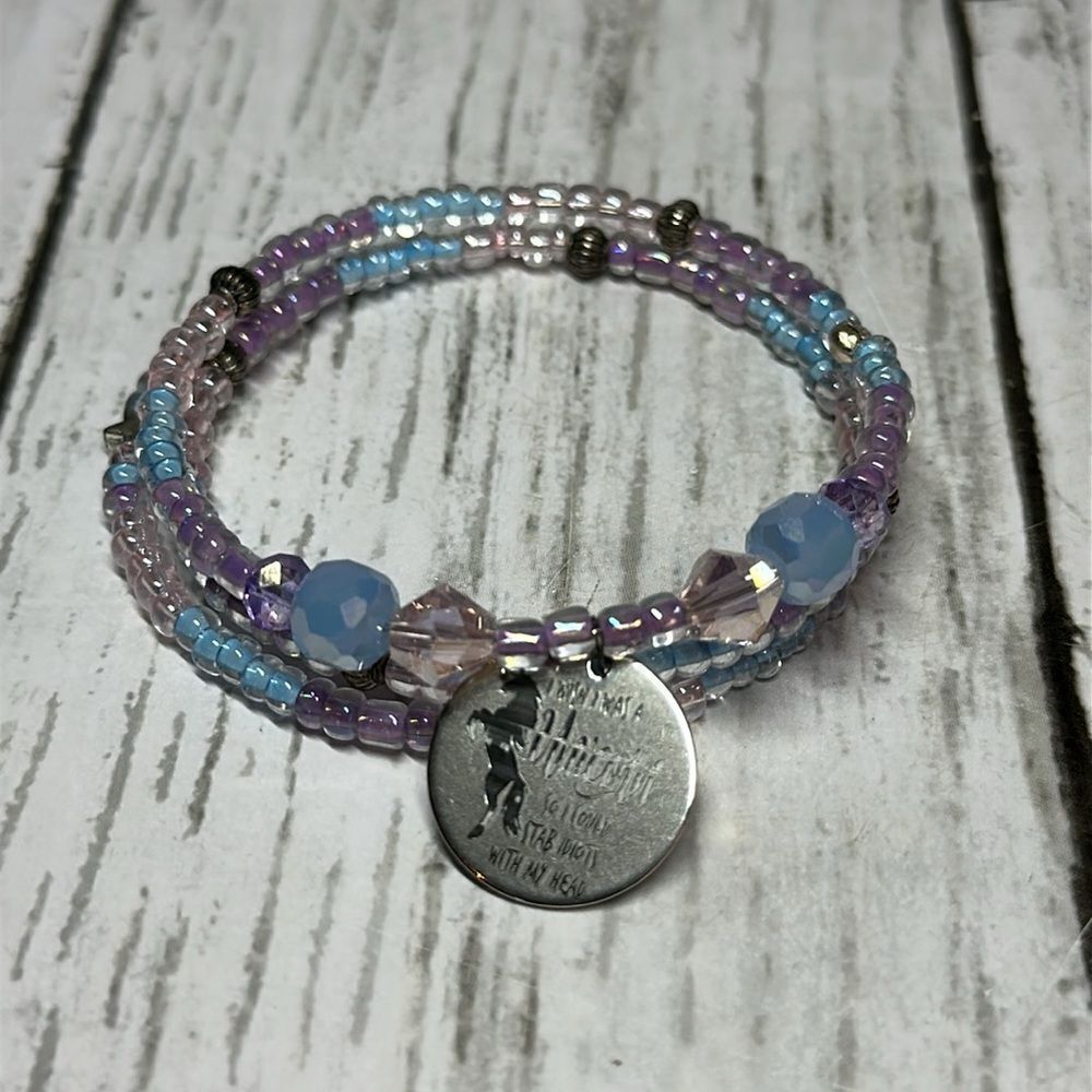 Handmade beaded‎ unicorn wrap bracelet gift for her, memory wire bracelet, charm